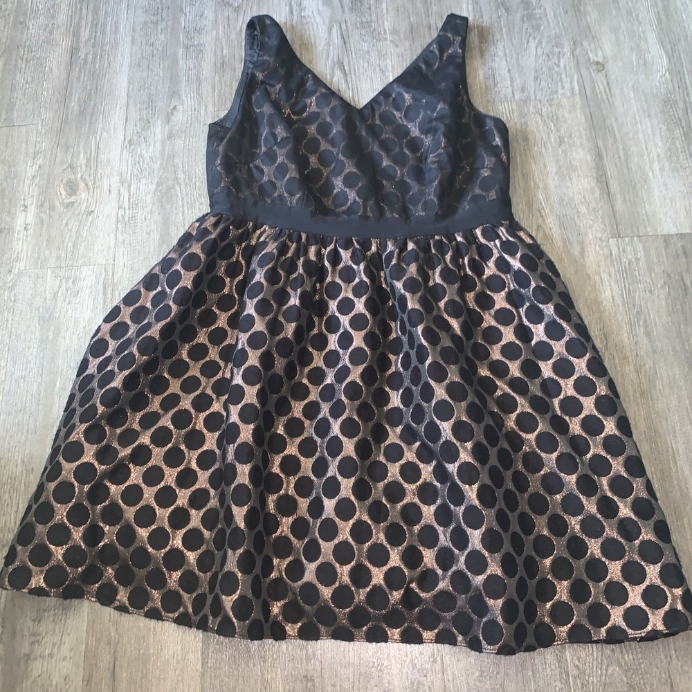 Adrianna Papell Womens 18W Sleeveless Dress Brown Metallic Circle Pattern Sheath